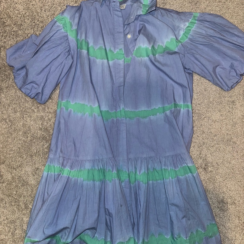 WKND WYFR Blue and Green Tie-Dye Mini Dress SIZE SMALL